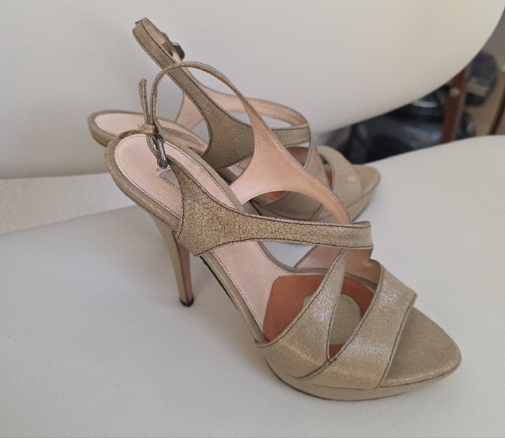 Prada Gold Strappy Heels - Picture 2 of 8